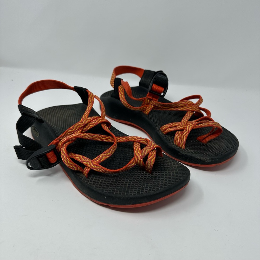 Chaco Black and Orange Strappy Sandals size 10
